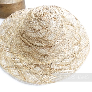 Strip Straw and Twisted Jute Braid 12&quot; Capeline Hat Body for Millinery & Hat Making - Natural