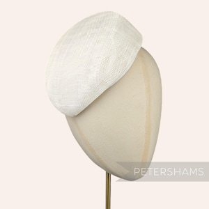 Sloped &#39;Betty&#39; Pillbox Sinamay Fascinator Hat Base for Millinery & Hat Making - Ivory