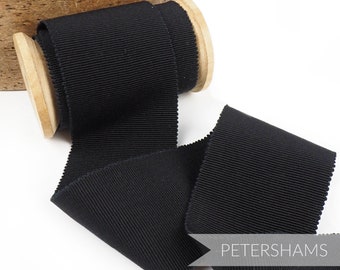 Black Cotton 55mm Millinery Petersham Hat Ribbon for Hat Making - 1m