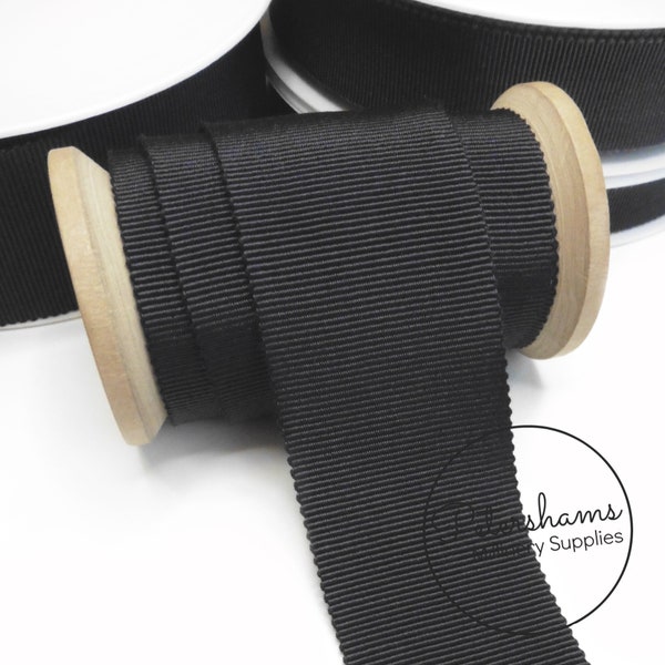 Charcoal Grey French Millinery Petersham Ribbon 3 Sizes (15mm No.3, 25mm No.5, 40mm No.10)