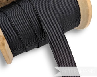 Black Millinery Petersham Hat Ribbon - 4 Sizes (15mm No.3, 25mm No.5, 38mm No.9, 50mm No.16)