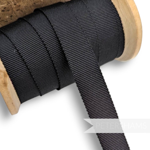 Black Millinery Petersham Hat Ribbon - 4 Sizes (15mm No.3, 25mm No.5, 38mm No.9, 50mm No.16)