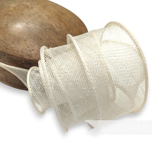 Hand Rolled Sinamay Ribbon Trim for Millinery, Hat Making & Fascinators - Ivory