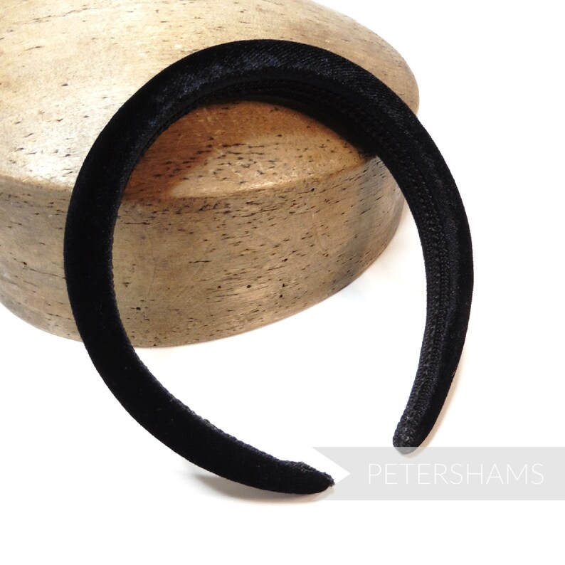 30mm Skinny Super Padded Velvet Headbands for Hat Making and Millinery Black image 2