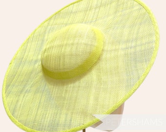 Cartwheel Sinamay Fascinator Hat Base for Millinery & Hat Making - Lemon Lime