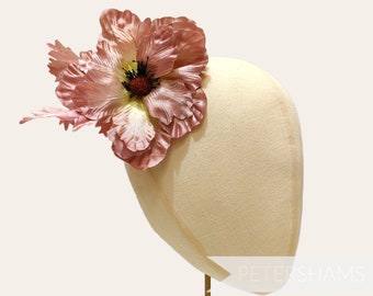 Altrosa Seidensatin 13 cm 'Donna' Mohnblume Hutbesatz Besatz für Hut und Hut