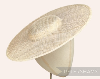 Metallic Lurex Cartwheel Sinamay Fascinator Base for Millinery & Hat Making - Natural with Gold