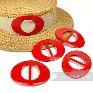 Large Red Oval Vintage 1940/50&#39;s Buckle for Millinery and Crafting - 65mm x 90mm