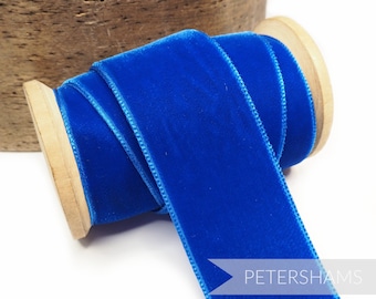 Royal Blue 36mm French Velvet Ribbon for Millinery, Hat Trimming & Crafts 1 metre (1.09 yards)