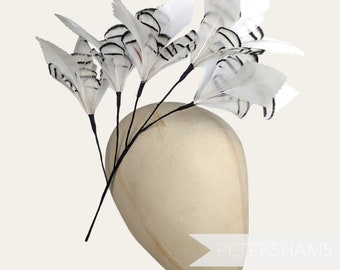 Extra Large Lady Amherst & Goose Feather Flower Hat Mount for Hat Making and Millinery - White Mix