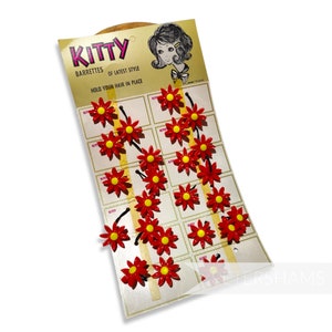 Vintage 1950's/60's 'Kitty' Daisy Flower Hair Elastics - Card of 12