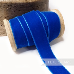 23mm French Velvet Ribbon for Millinery, Hat Trimming & Crafts 1 metre (1.09 yards) - Royal Blue