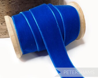 Royal Blue 23mm French Velvet Ribbon for Millinery, Hat Trimming & Crafts 1 metre (1.09 yards)