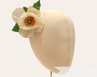 Vintage 1950's-60's 'Lyla' California Poppy Millinery Fascinator Hat Mount - Champagne
