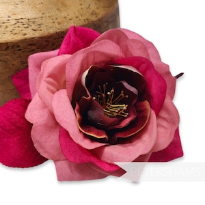 12 cm &#39;Lucille&#39; Rosenblumen Hut Hutmacher-Hut Montur - Für die Hutherstellung - Dunkel Rosa