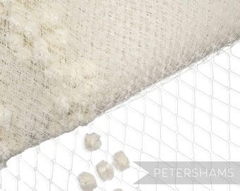 Ivory Vintage Replica Diamond Pattern Dotted Veiling for millinery - 1m (1.09 yards)