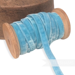 Fita de veludo vintage de 10 mm (várias marcas) para chapelaria, enfeites de chapéus e artesanato - 1 metro (1,09 jardas) - Sky