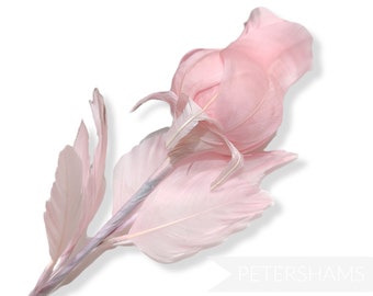 Goose Feather 'Belle' Rosebud Flower Hat Mount - For Millinery (Hat Making) - Light Pink