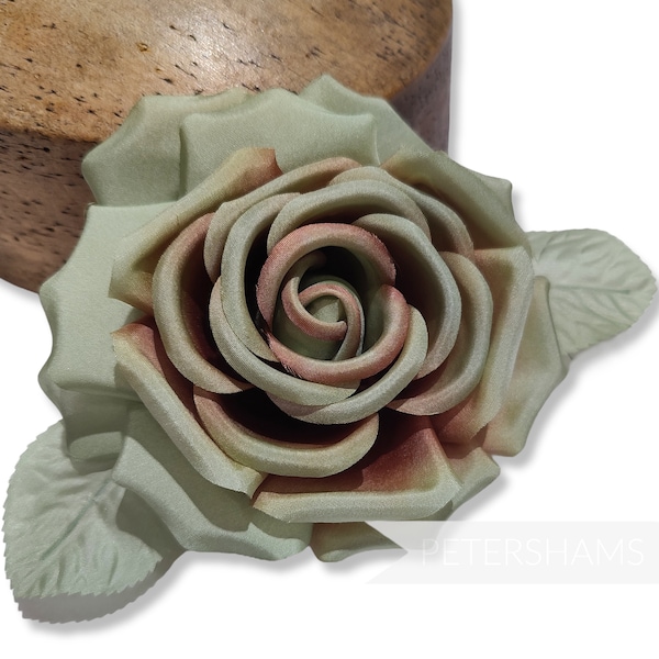 14cm 'Kelly' Silk Rose Millinery Fascinator Flower Hat Mount - Deep Sage Ombre