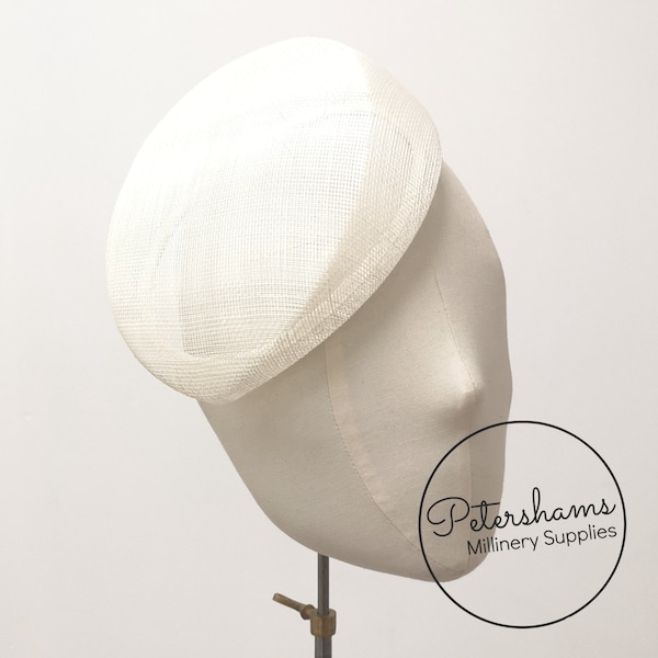 Sloped 'Betty' Pillbox Sinamay Fascinator Hat Base for Millinery & Hat Making - Ivory