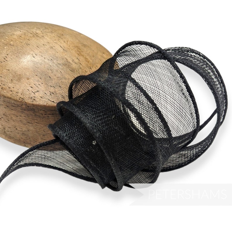 Hand Rolled Sinamay Ribbon Trim for Millinery, Hat Making & Fascinators Black image 1