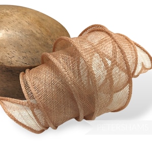 Hand Rolled Sinamay Ribbon Trim for Millinery, Hat Making & Fascinators - Latte Brown