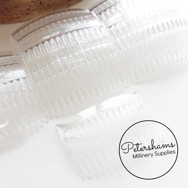 7cm (2 3/4" Wide) Plastic Hair Combs for Fascinators and Millinery - Clear