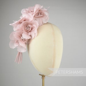 Organza 'Amelia' Millinery Flower Hat Mount for Millinery & Hat Making - Blush