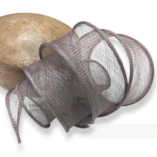 Pewter Grey Hand Rolled Sinamay Ribbon Trim for Millinery, Hat Making & Fascinators