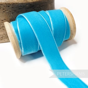 23 mm Frans fluwelen lint voor modevak, hoedenversiering en knutselwerk 1 meter (1,09 yards) - turkoois