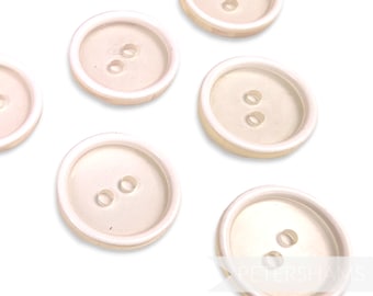 Vintage 1980's Clear and White Plastic Buttons - Pack of 12