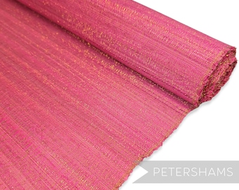 Hot Pink with Gold Lurex Threaded Striped Buntal (Jinsin) Fabric - 1/2m