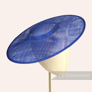 Cartwheel Sinamay Fascinator Hat Base for Millinery & Hat Making - Deep Royal Blue