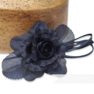 7cm 'Zahra' Petite Silk Flower Hat Mount for Millinery and Hat Trimming - Navy Blue