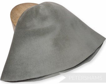 Peachbloom Vintage Velour Fur Cone Hood Hat Body for Hat Making and Millinery - Pewter Grey