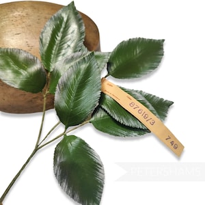 Vintage 1940/50&#39;s &#39;Branca&#39; Large Hand Painted German Wired Leaf Stems - 3 Stems - For Millinery and Hat Making - Green