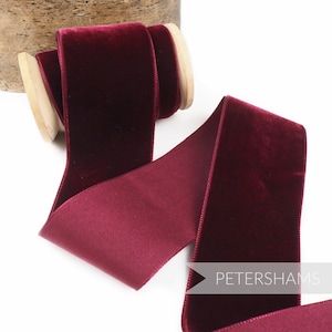 50 mm französisches Samtband für Kopfschmuck, Hutbesatz & Bastelarbeiten 1 Meter - Burgund