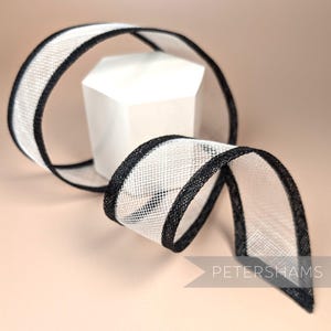5 cm brede sinamay-lintrand voor modevak en hoedenmakerij - zwart-wit