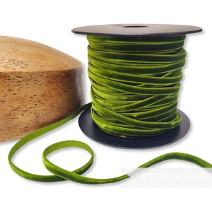 7 mm breites französisches Samtband - 1 m - Zum Basteln, Hutbesatz und Schneidern - Kaktus Grün