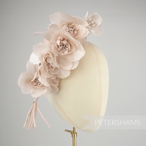 Organza 'Amelia' Millinery Flower Hat Mount for Millinery & Hat Making - Champagne