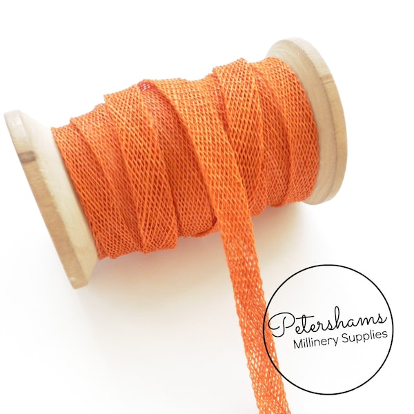 1cm Sinamay Bias Binding Tape Strip (1.6m/1.7yards) for Millinery & Hat Making - Burnt Orange