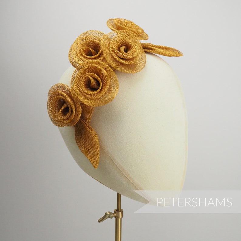 Sinamay Flower Hat Mount 'Florence' for Millinery & Hat Making - Beige image 4