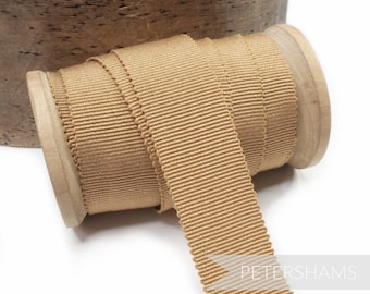 Tan 100% Cotton Millinery Petersham Ribbon 3 Sizes (15mm No.3, 25mm No.5, 35mm No.9) - 1m