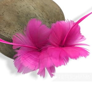 Petite Double Goose Feather Flower for Millinery & Hat Making - Neon Pink