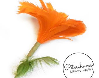 Vintage 1950's Goose Feather Flower for Millinery Hat Trimming & Crafts - Orange
