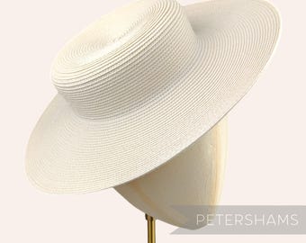 Small Brim Polybraid Boater Fascinator Hat Base for Millinery & Hat Making - Ivory