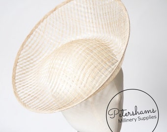 Lattice Weave ' Amanda' Sinamay Fascinator Base for Millinery & Hat Making - Natural