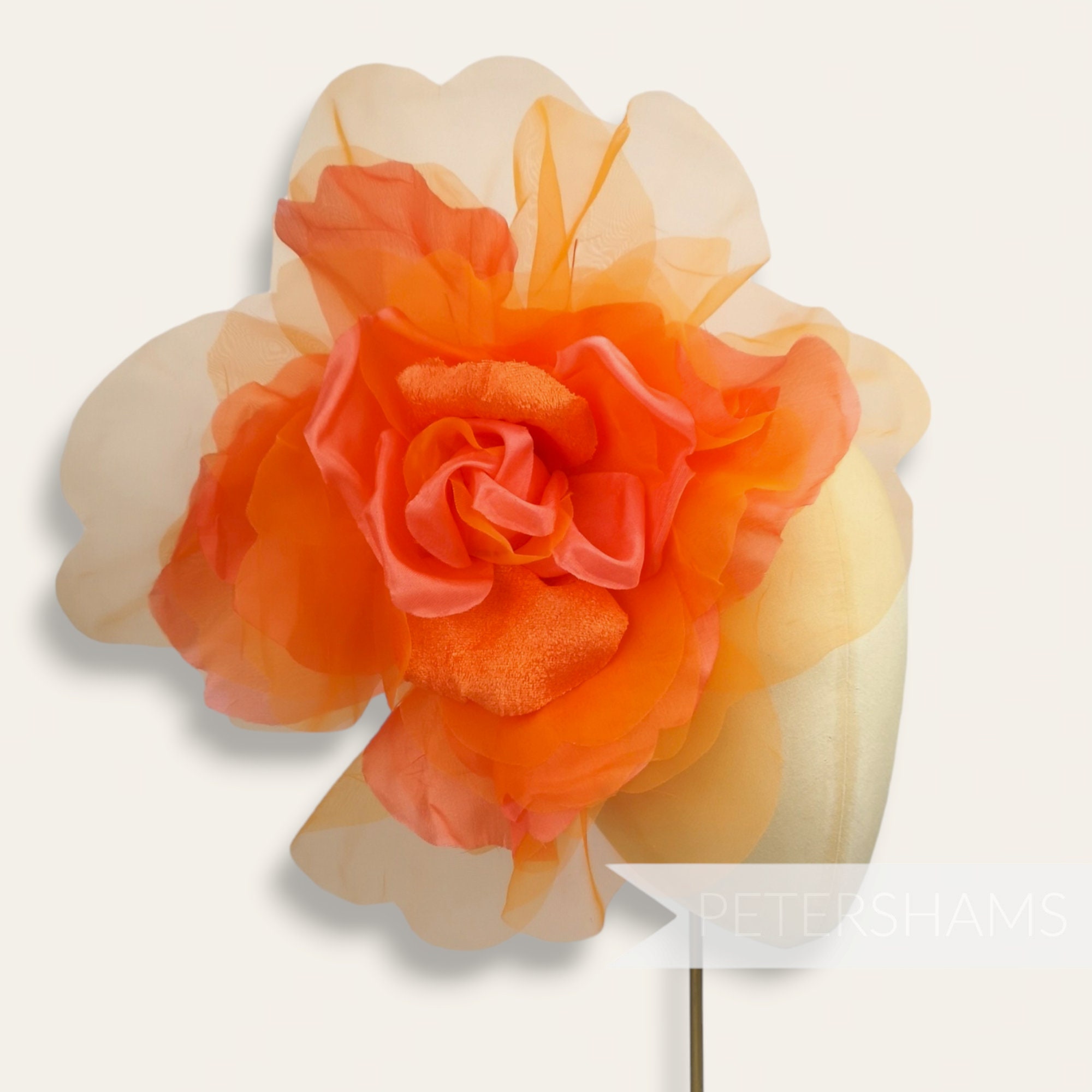Giant 25cm 'Priscilla' Velvet & Organza Millinery Flower Hat Mount - Tropical