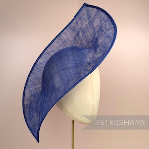 Double Pointed Sinamay Fascinator &#39;Jackie&#39; Hat Base for Millinery - Deep Royal Blue