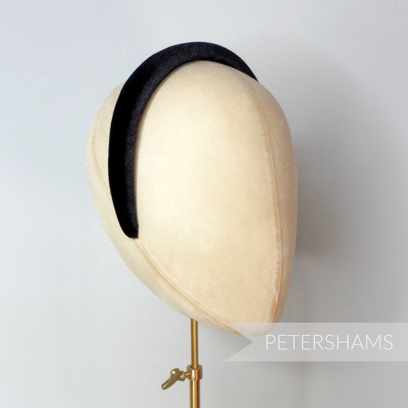 30mm Skinny Super Padded Velvet Headbands for Hat Making and Millinery Black image 3